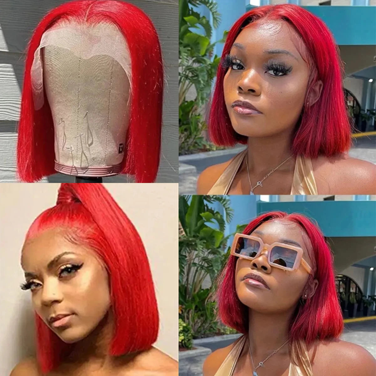 Glueless Red Bob Wig