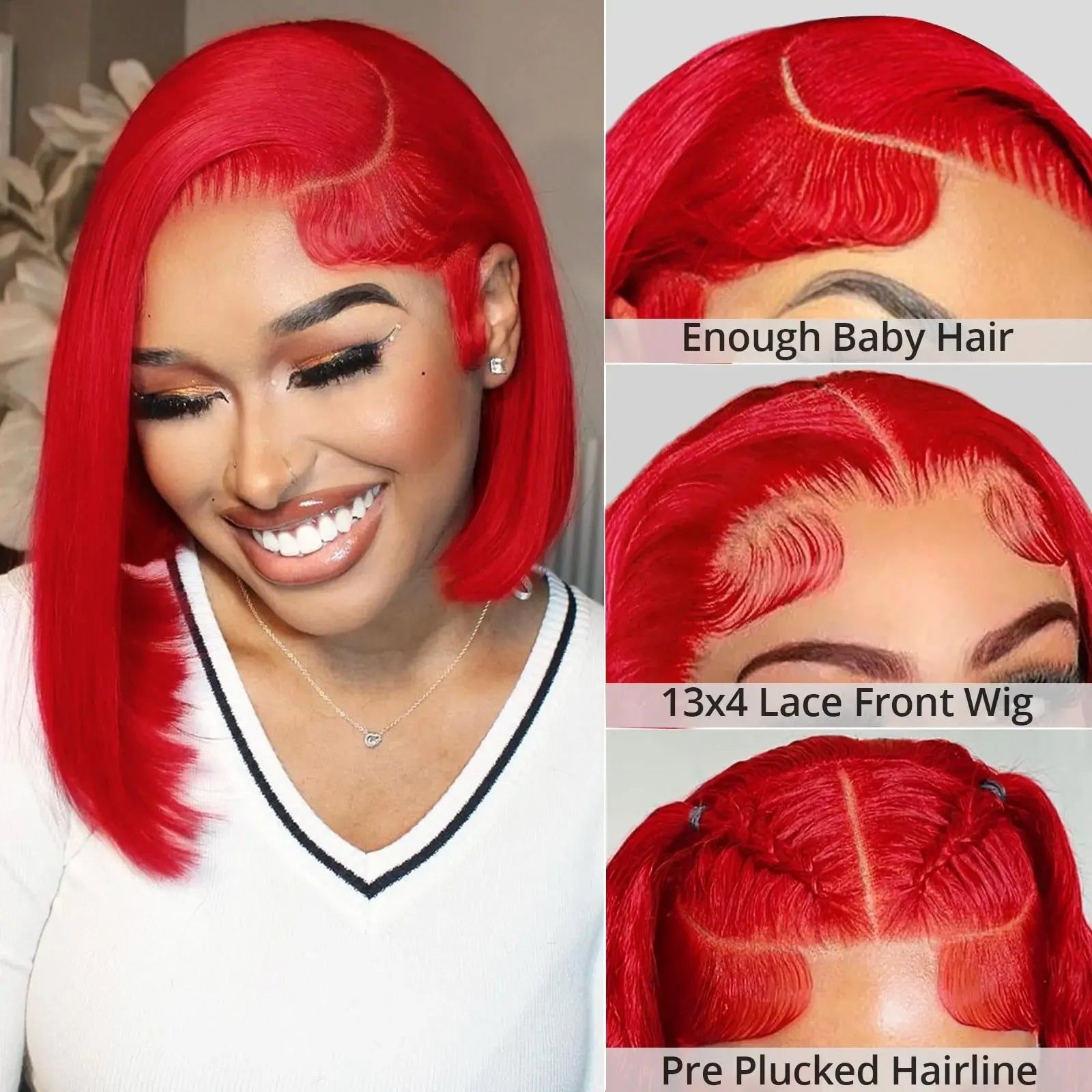 Glueless Red Bob Wig