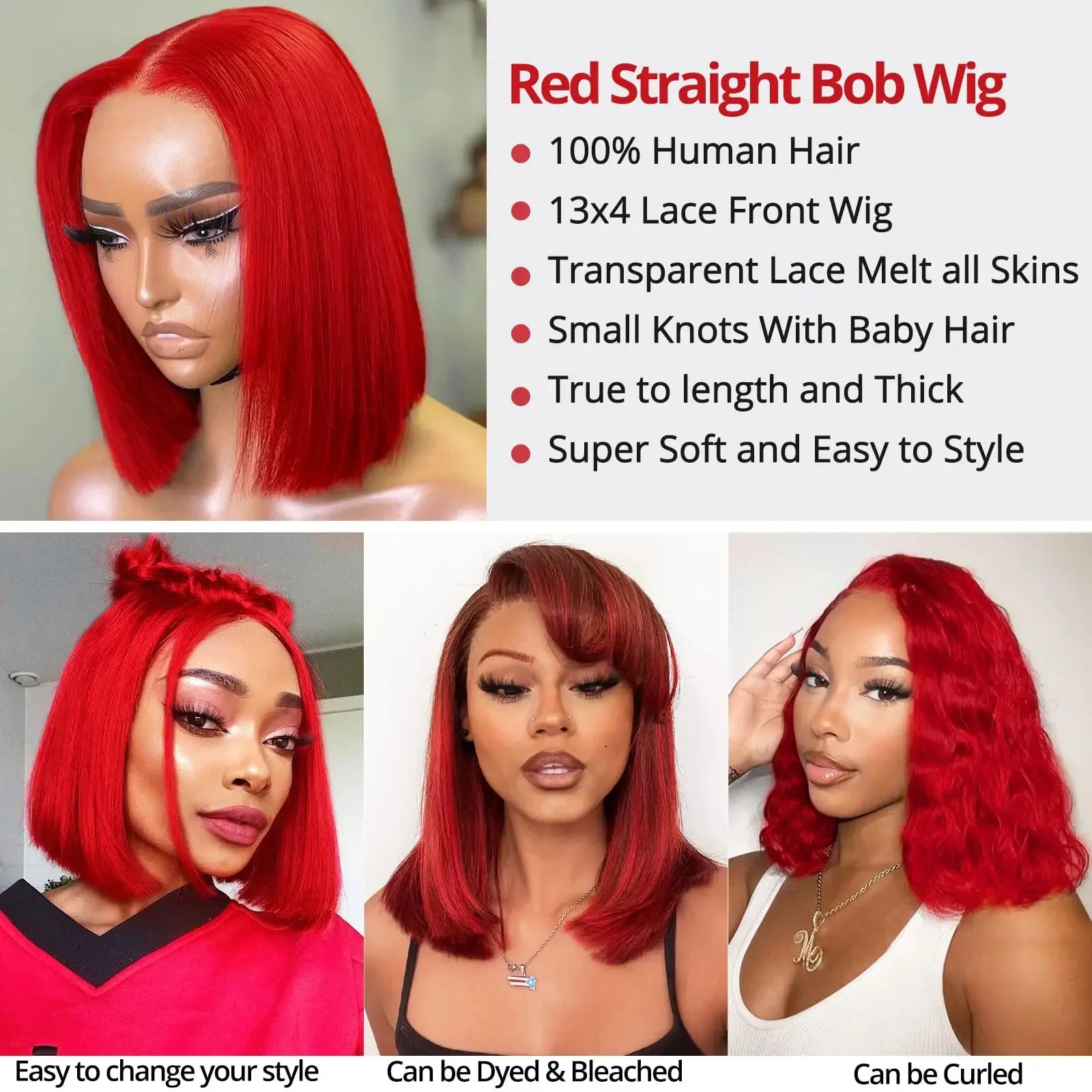 Glueless Red Bob Wig