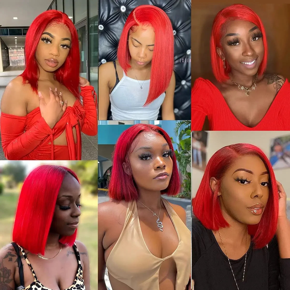 Glueless Red Bob Wig